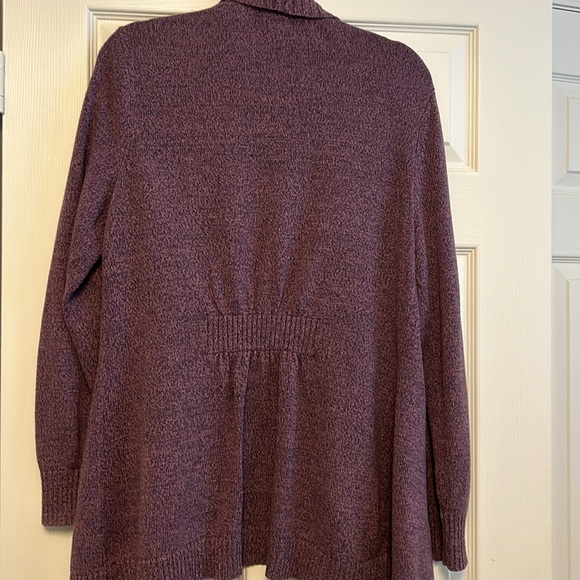 LL Bean Purple Knit Open Front Cardigan Sweater - Picture 3 of 3